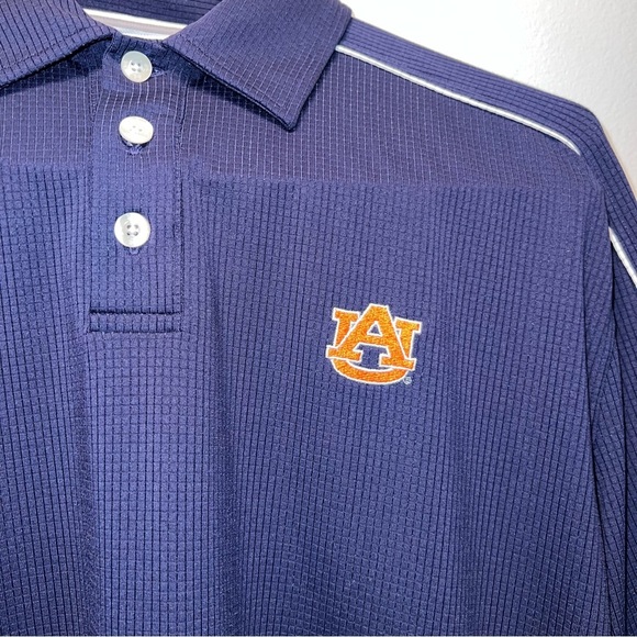 Auburn University Tigers Shirt Mens Small Blue Under Armour Polo - Picture 2 of 9